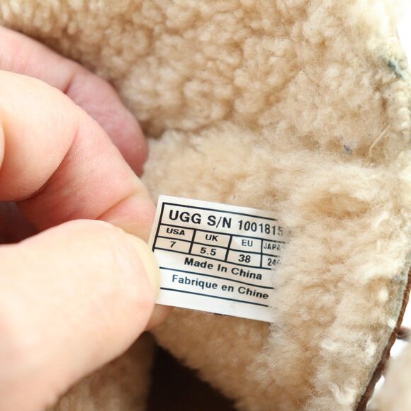 Ugg Caspia Brown Leather Shearling Lace Up Ankle Boots 7 - Picture 6 of 6